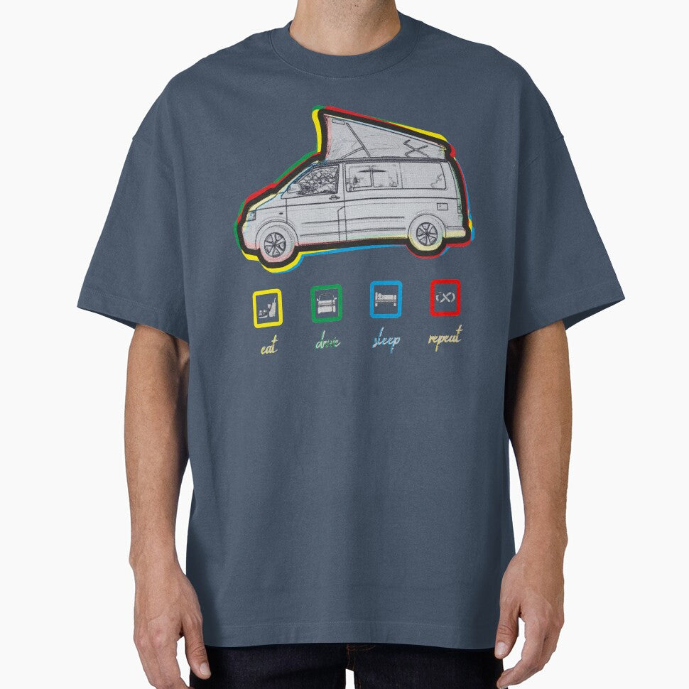 Eat, drive, sleep, repeat. Vintage vanlife lifestyle van T5 kids by 3coma14