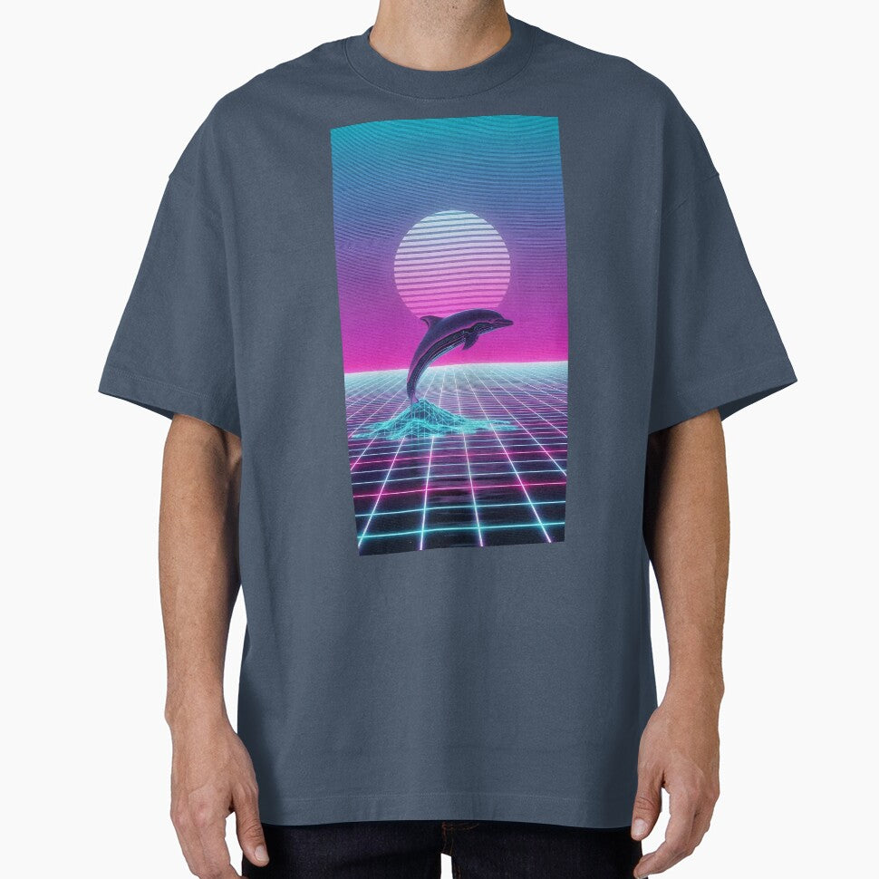Neon Chrome Dolphin - Vaporwave Seapunk Sunset by powersunlight