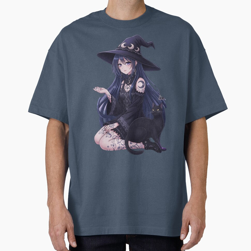 Dark Fantasy Anime Girl & Gothic Black Cat Art by RehanInkDesigns