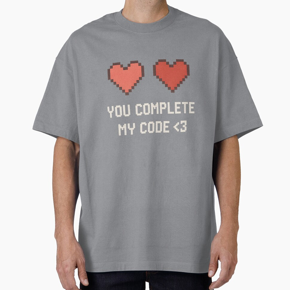 You Complete My Code – Nerdy pixel heart love quote for programmers by Killerkarpfen