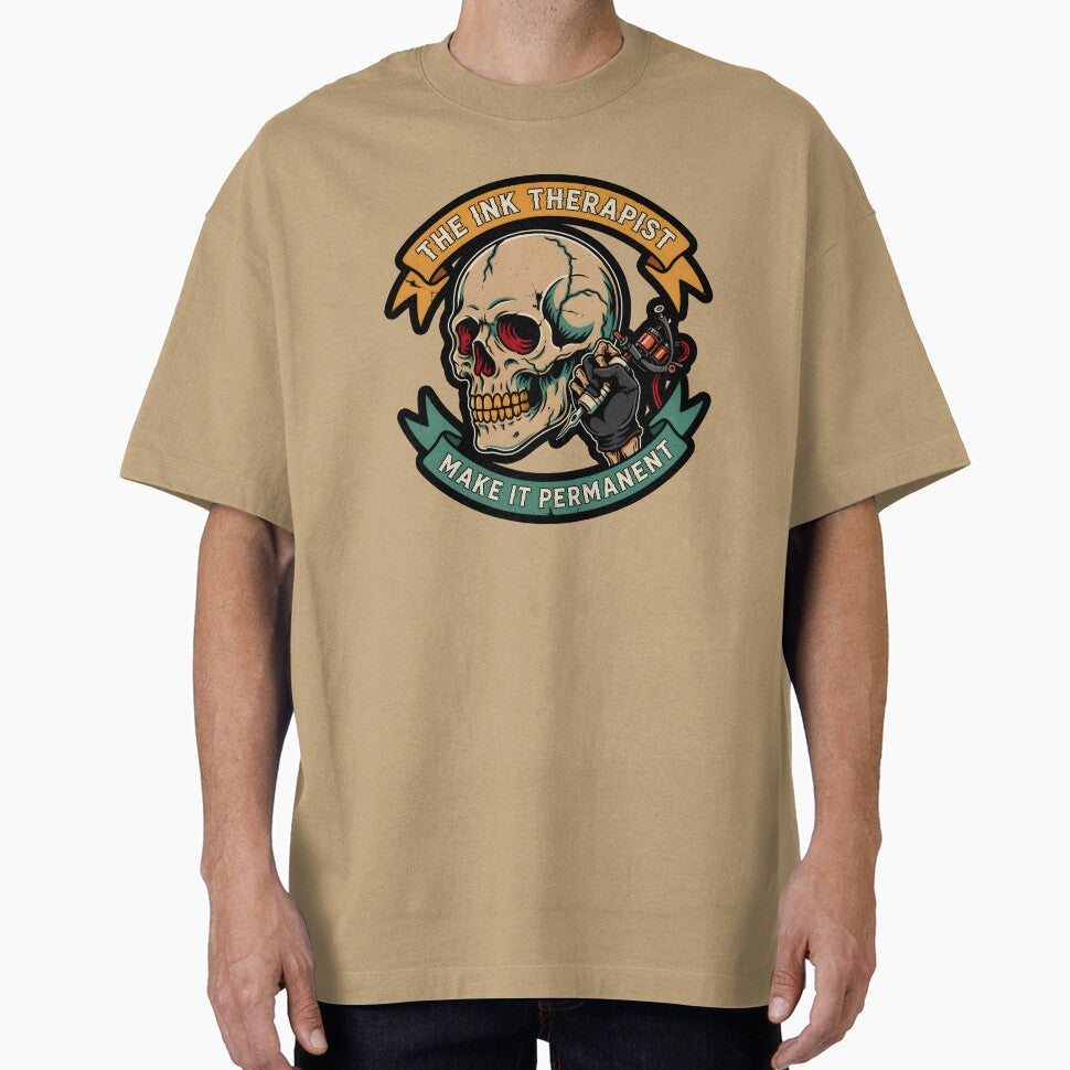 The Ink Therapist Tattoo Artist Skull Vintage Banner by Enea Kelo