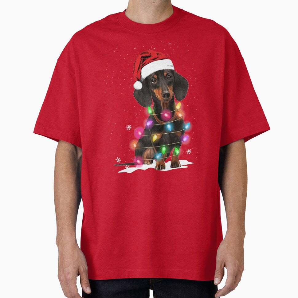 Dachshund Christmas Lights With Snow Sweater by DogsHearted