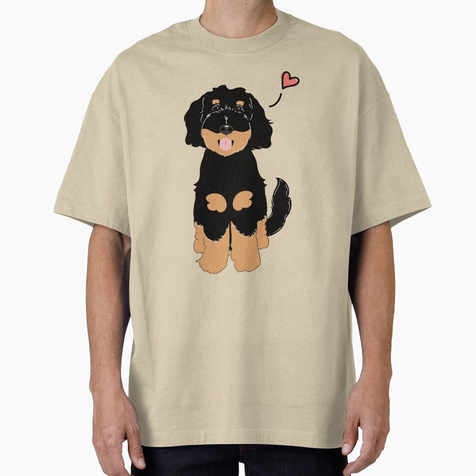 LOVE Black Tan Phantom Goldendoodle Dog by Lulupainting