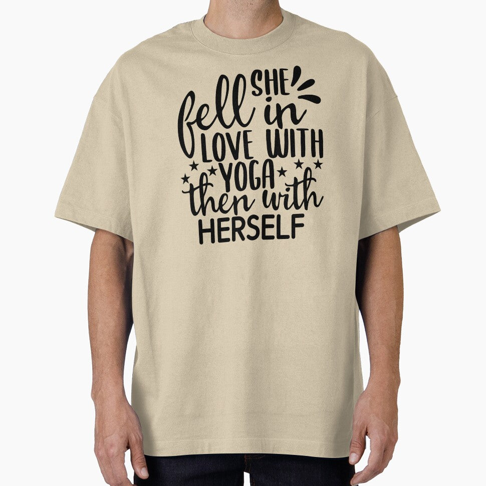 Yoga Quote She Fell In Love With Yoga And Then With Herself Motivational Saying by SoccaTamam