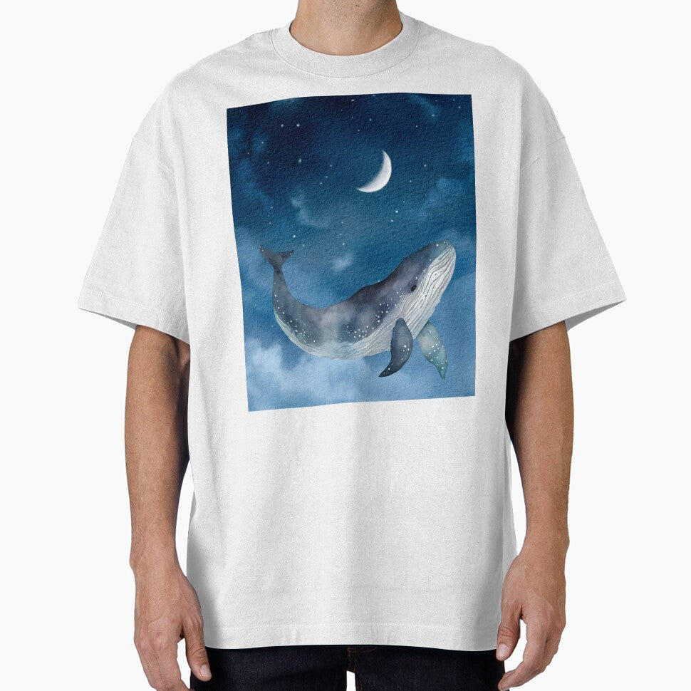 Moonlight Whale – Dreamy Watercolor Illustration by Softglow-Studio