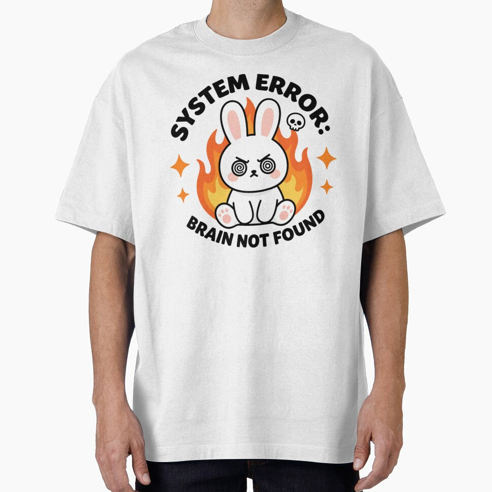 System Error Brain Not Found Funny Angry Flame Bunny by PinkGothica