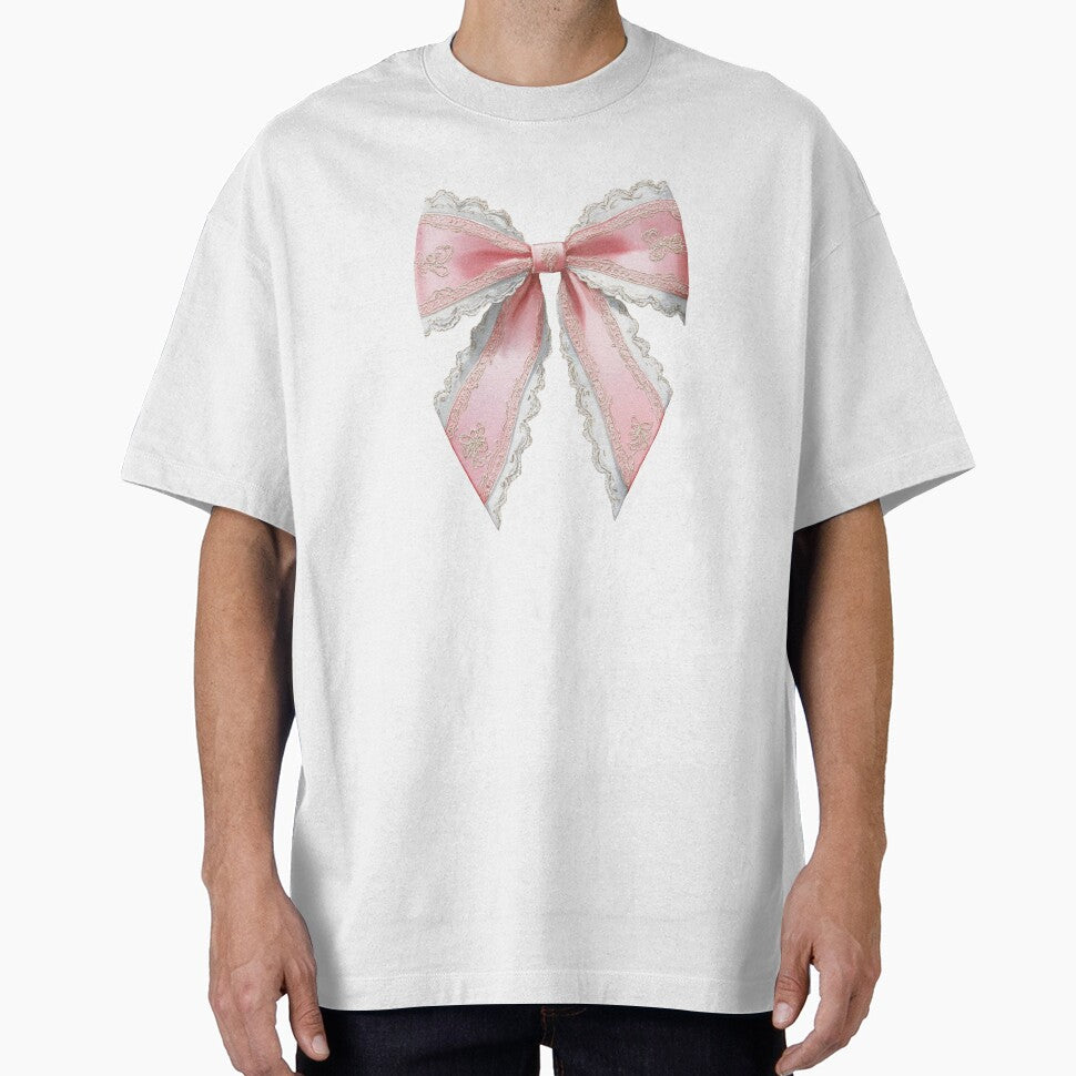 Pink and white lace bow by MendaciousMina