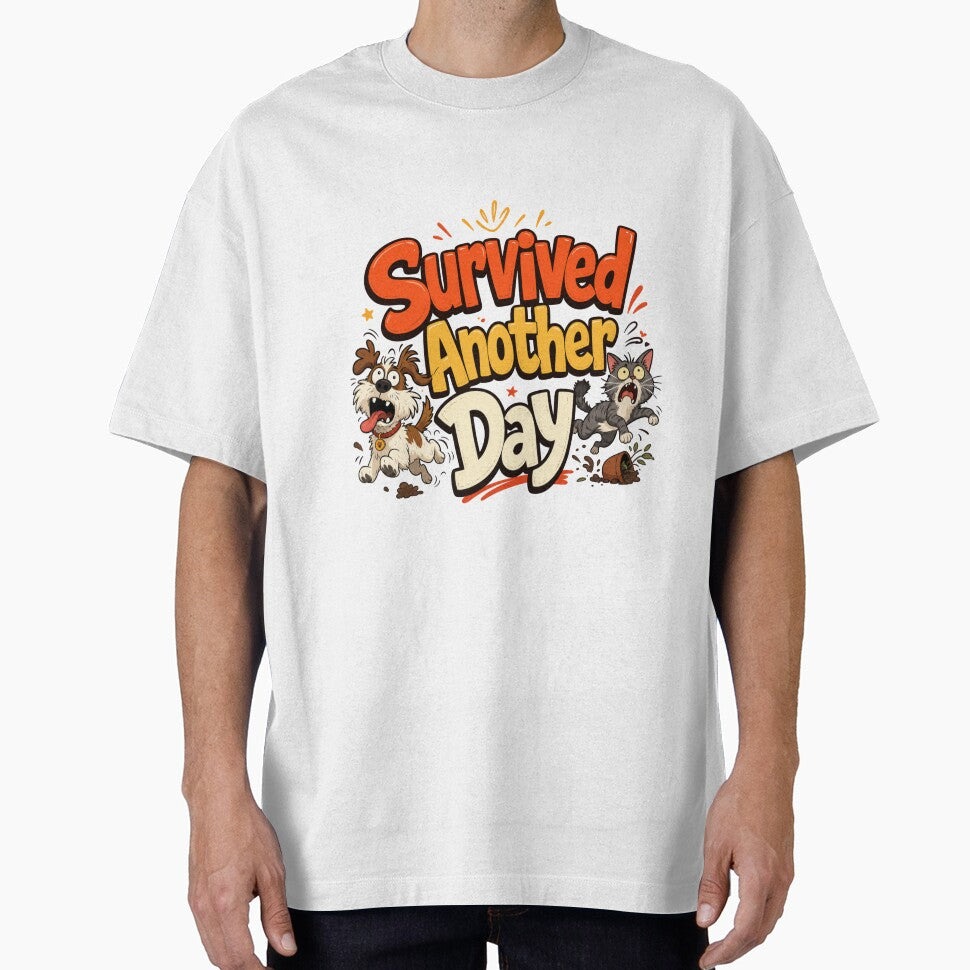 Survived Another Day Multi Pet Parent Funny T-Shirt by Ashley critters