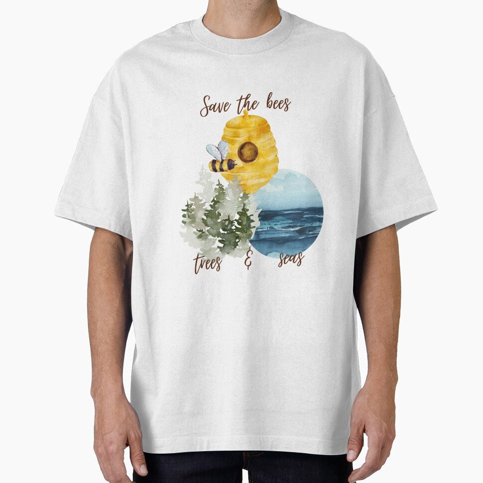 Save The Bees, Trees & Seas Honeycomb Hive Design by LifeAndWonder