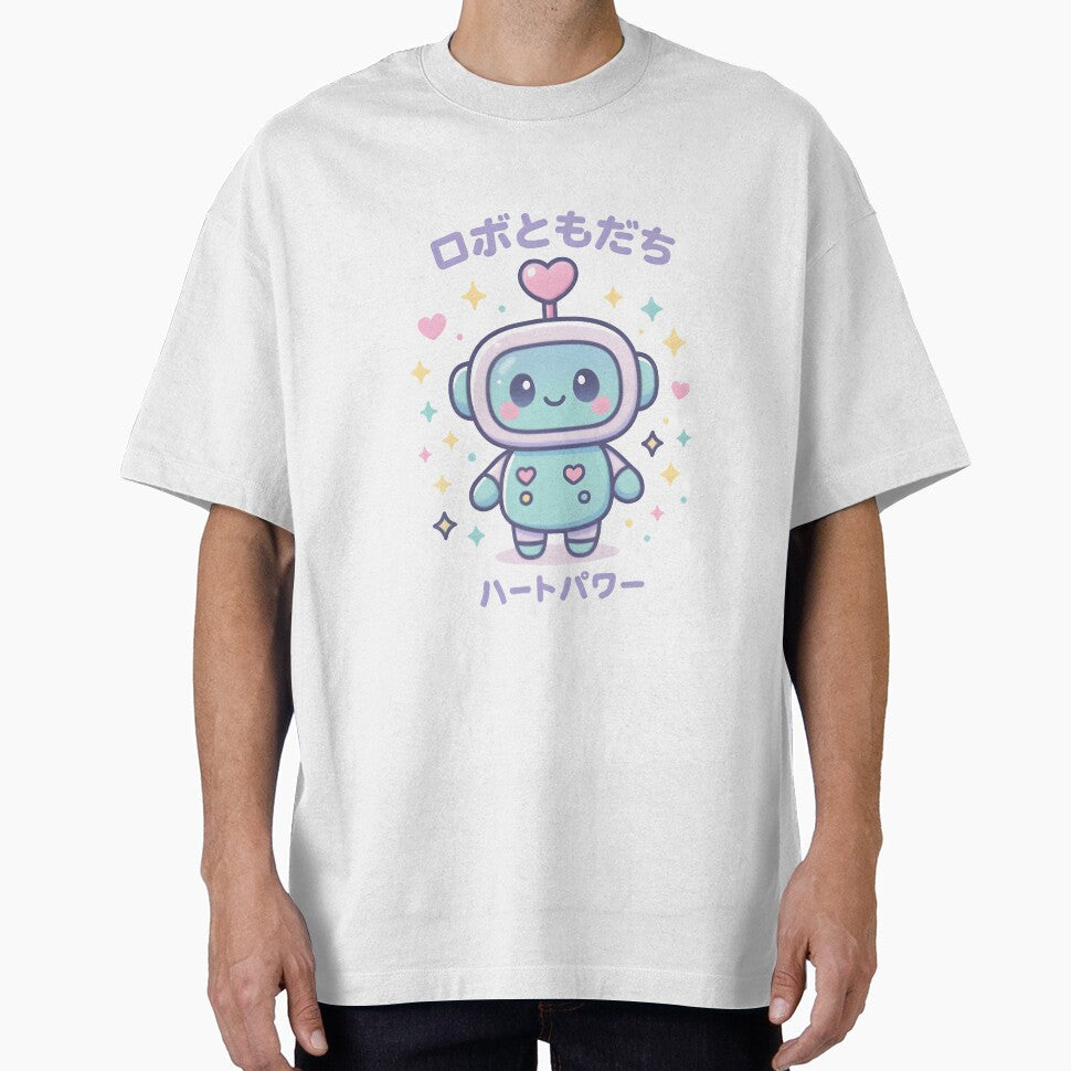 Kawaii Robot Companion • Cute Pastel Chibi Robot With Heart Antenna by Snackwear Apparel