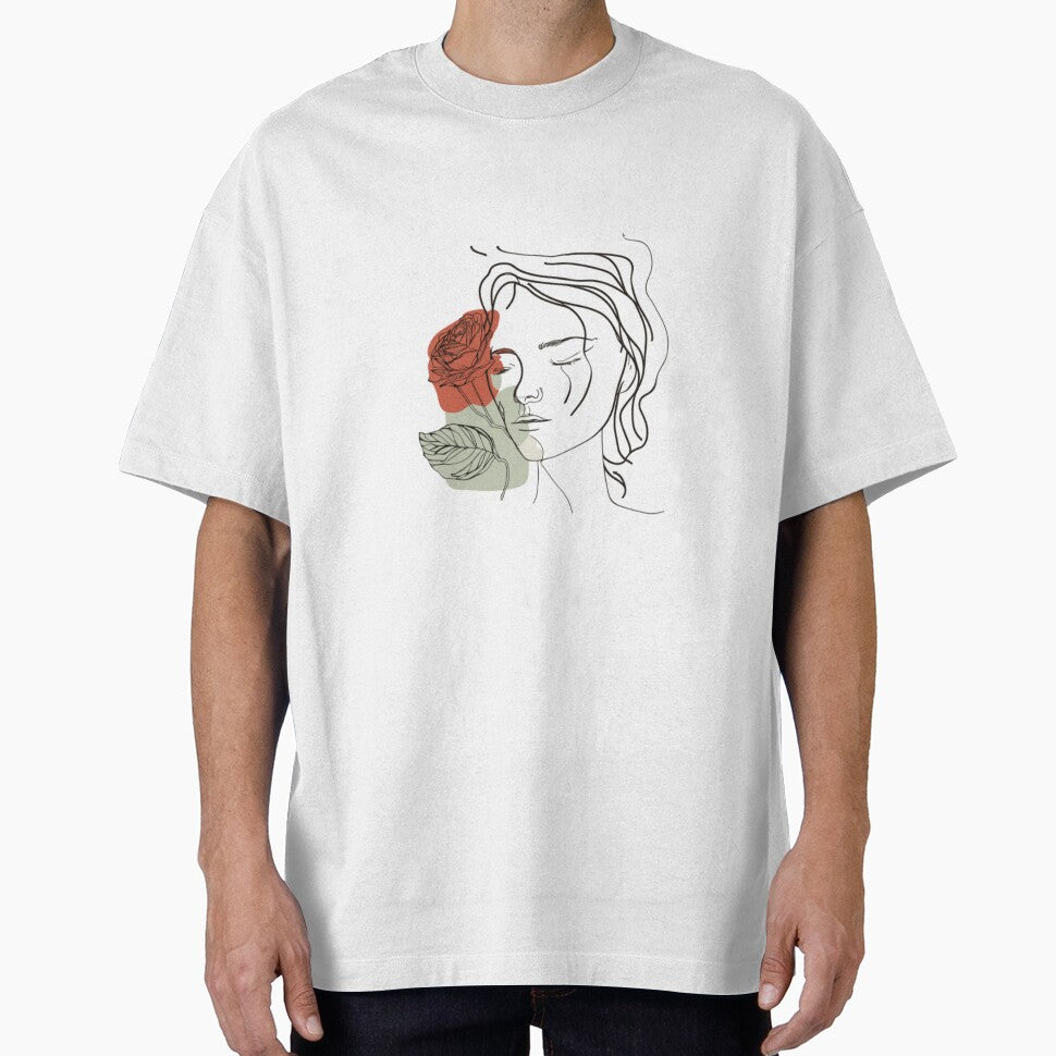 Minimalist design of woman and a rose by KukiStickers