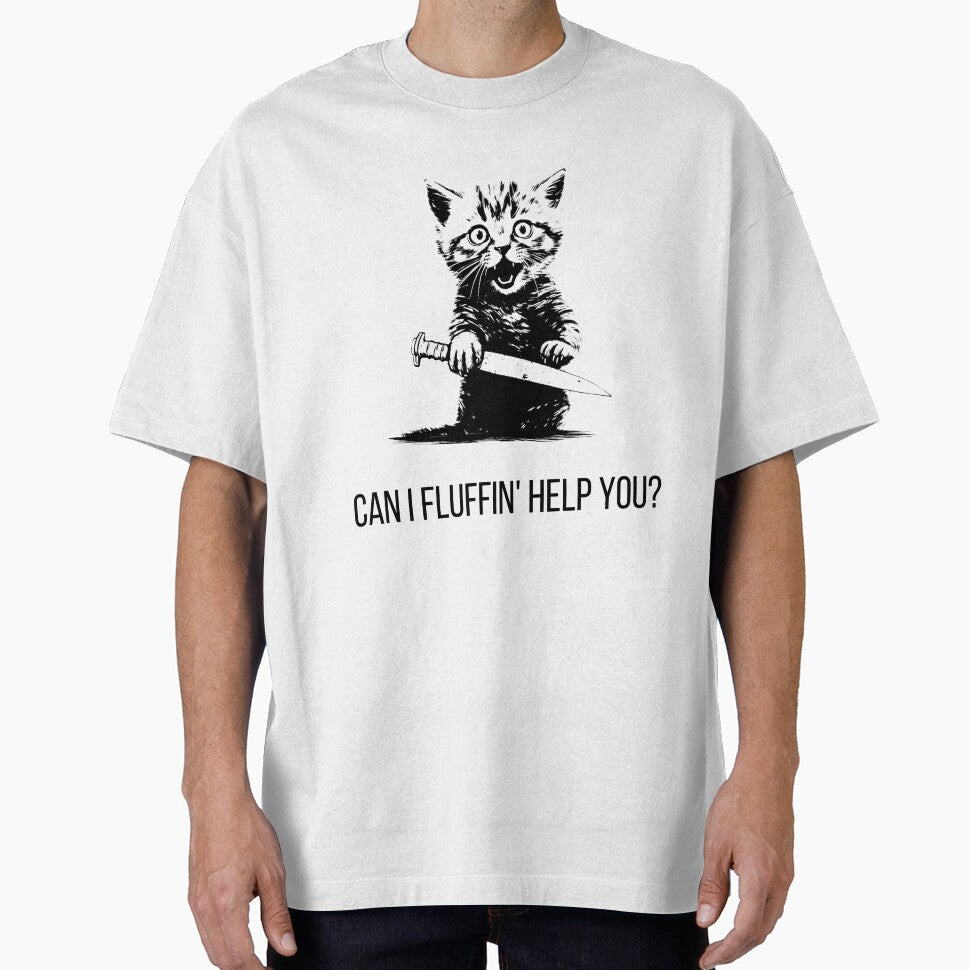 Can I Fluffin' Help You?- Cute Cat With Knife by Tyler Rosso