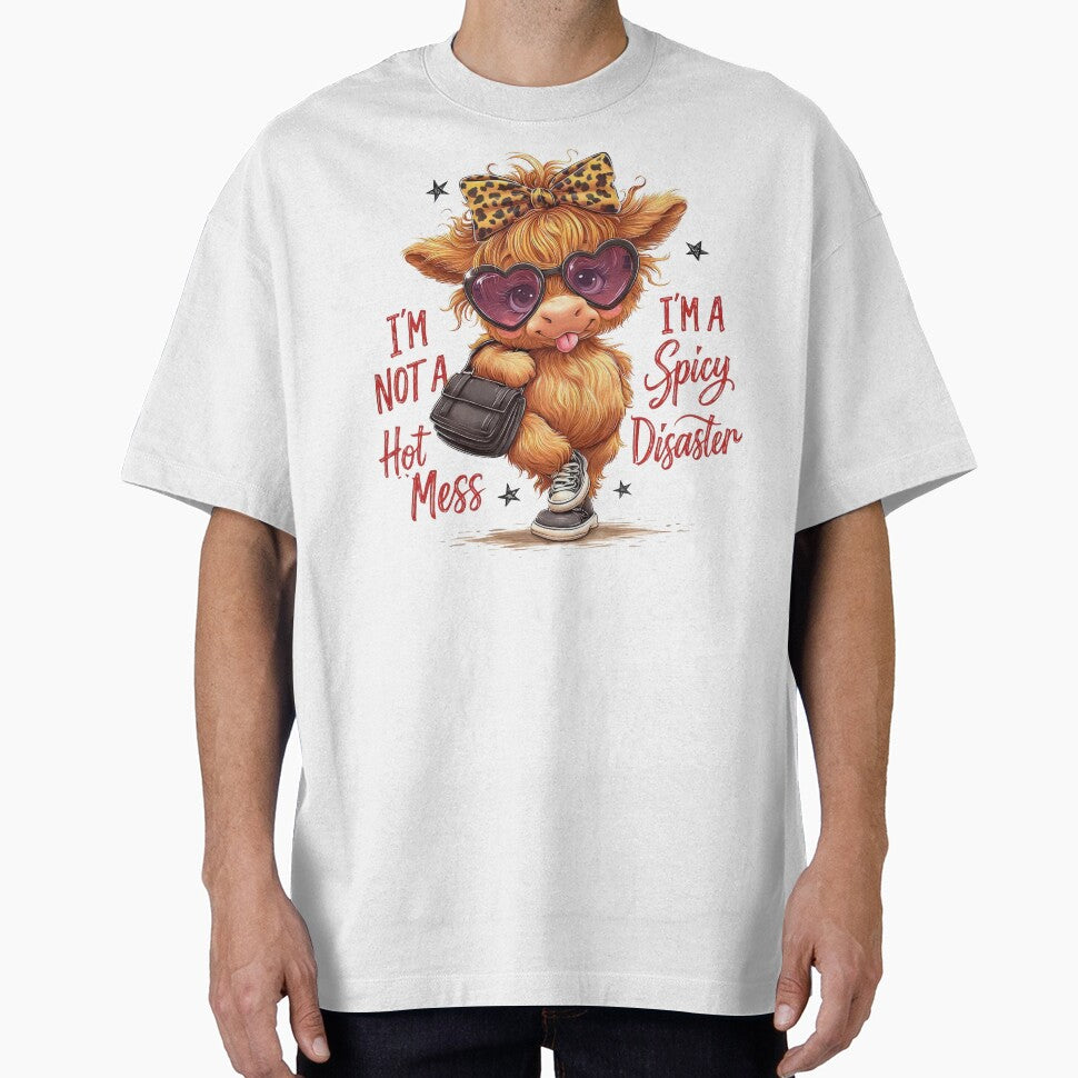 Sarcastic Highland Cow, I'm Not Hot Mess I'm Spicy Disaster by Jack W Art