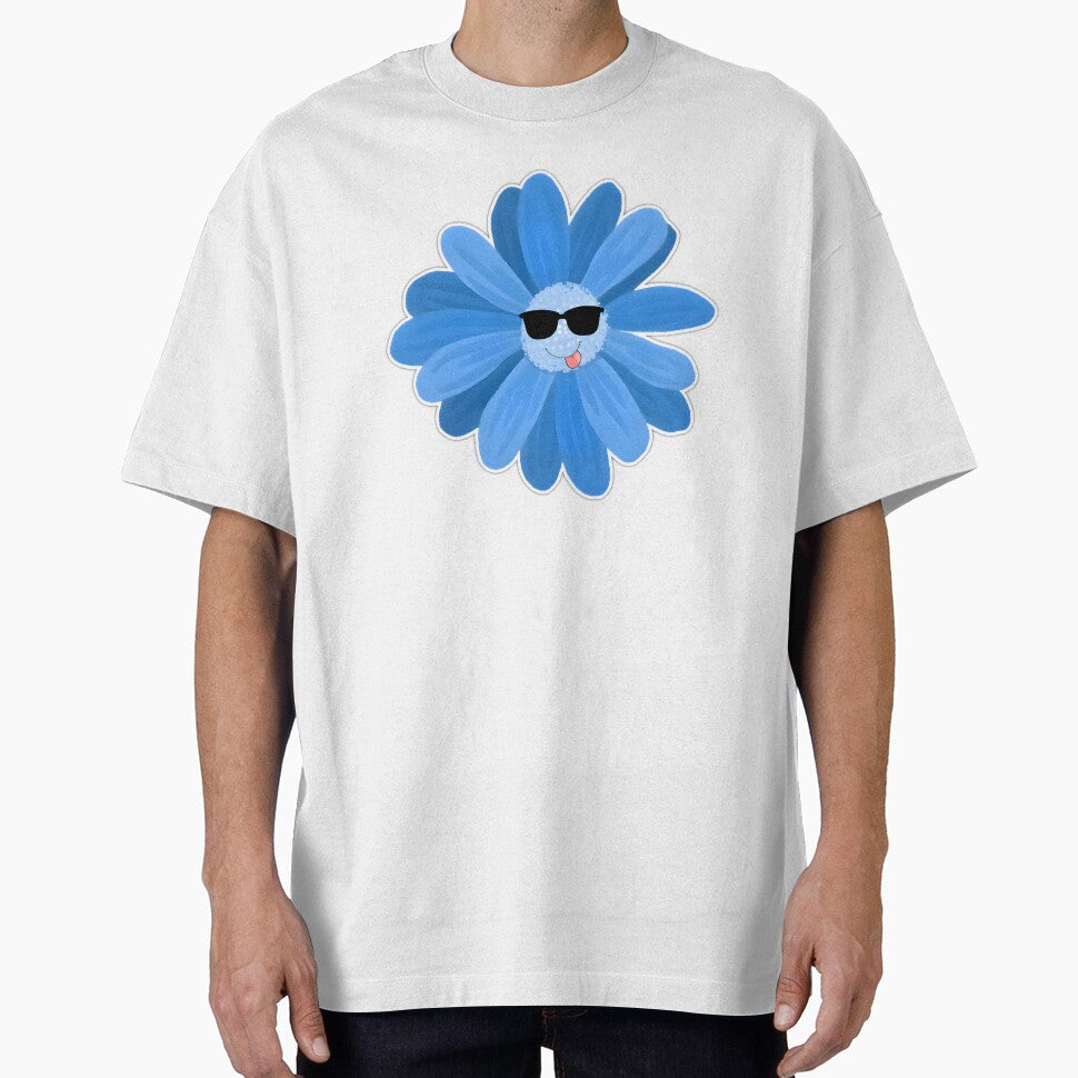 Cute Blue Daisy Cartoon With Sunglasses Sticker by Deep-Fold