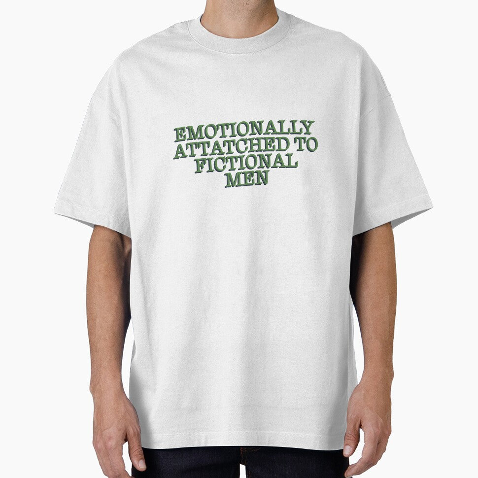 Emotionally Attatched To Fictional Men Funny Bookish Reader Quote Typography Sticker by alexmaushaus