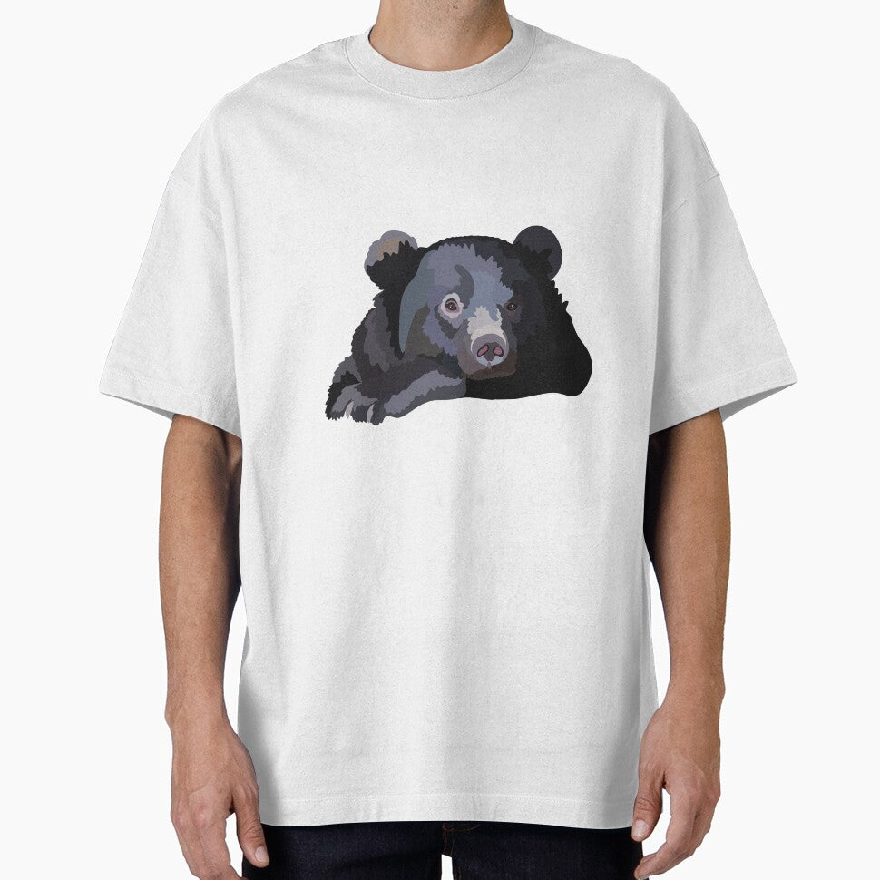 M  is For Moon Bear,Moon Bear Artwork – Striking Asiatic Black Bear Illustration and Wildlife Design by PrettylittlepastelUk