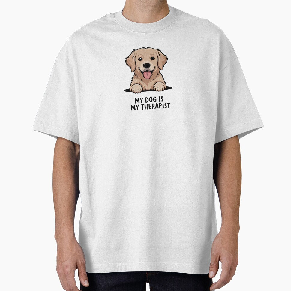 My Dog Is My Therapist Funny Dog Lover Gift Golden Retriever Design by Cool-cat-art