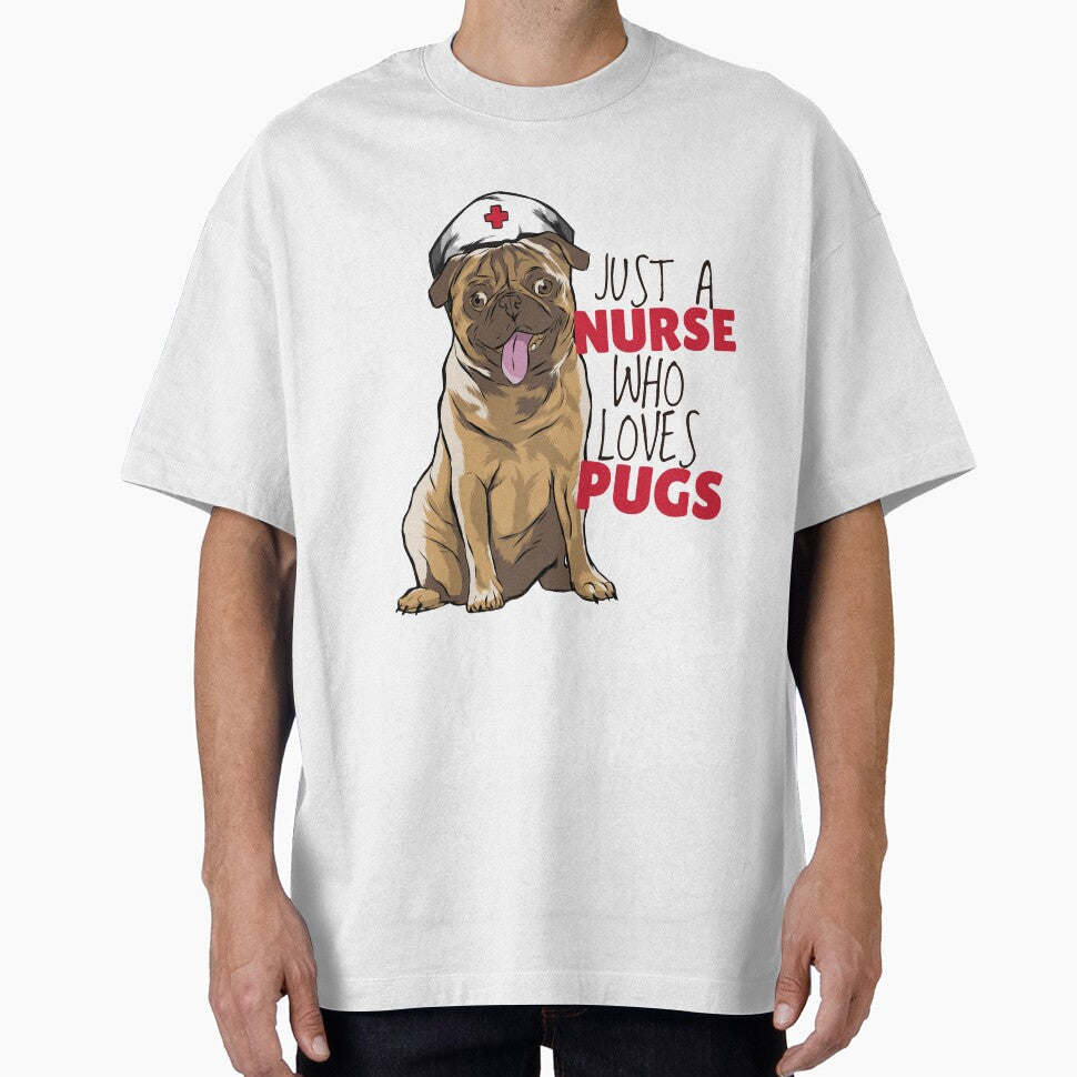 Just A Nurse Who Loves Pugs Funny Dog Owner RN Gift by Hilal-Studio