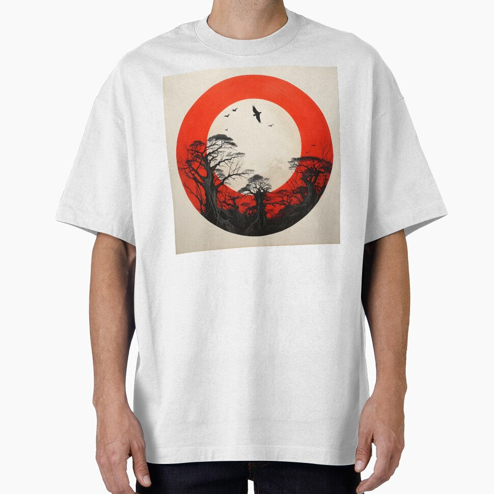 minimalist red sun art print by dcrc