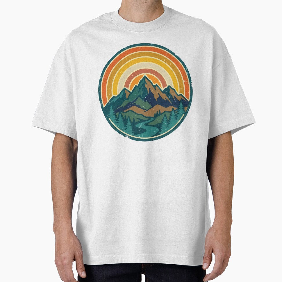 Vintage Mountain Sunset Landscape – Retro Outdoor Nature Design by JA World - Art & Design