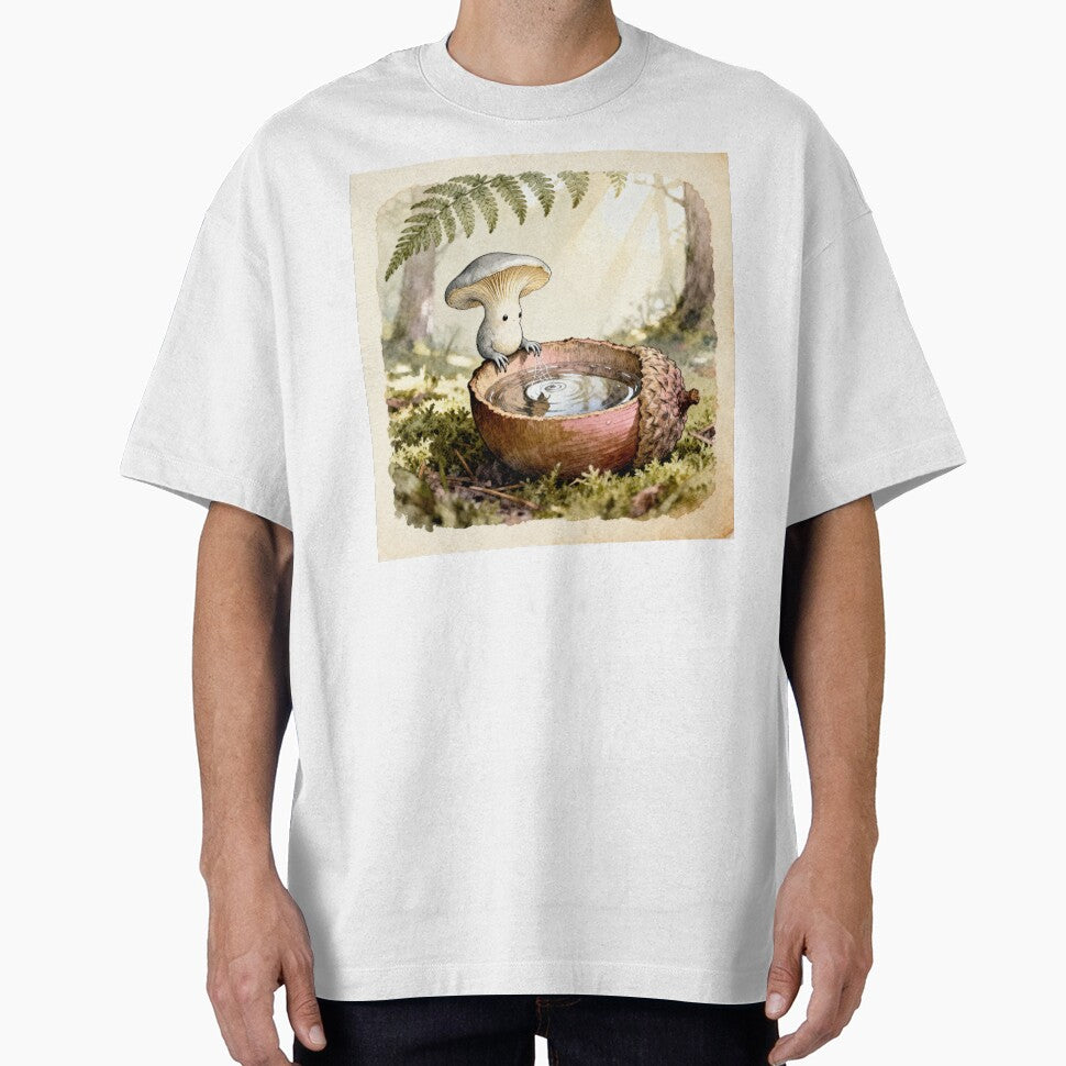 Mushroom Folk Reflection - Cottagecore Forest Art by PictorialWhimsy