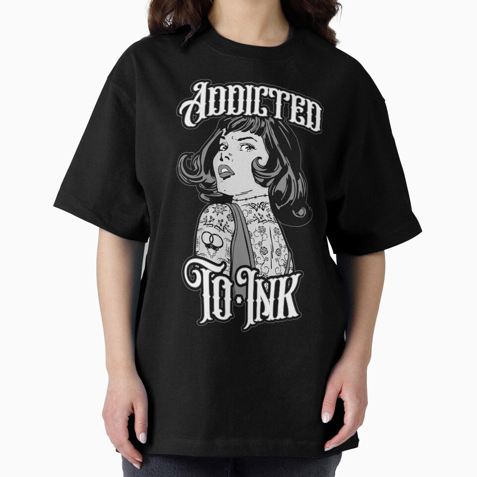 Addicted To Ink Tattooed Girl Retro Vintage Tattoo Pop Art by GrandeDuc