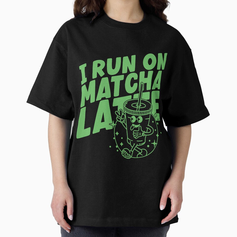 I run on matcha latte, cute and funny retro Matcha latte lovers by emmjott
