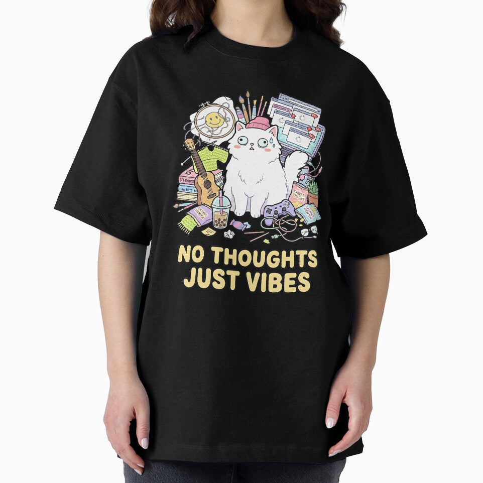 No Thoughts Just Vibes - ADHD Cat Meme by Wennity