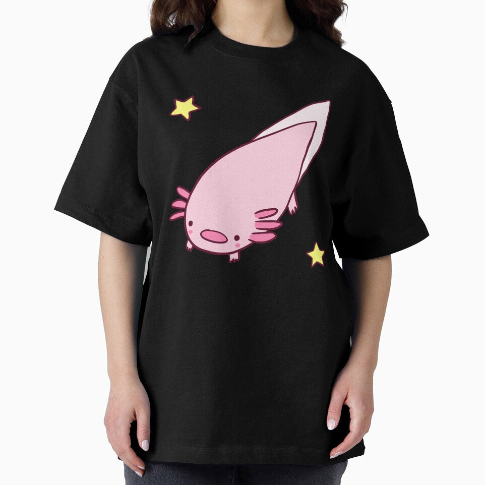 Cute happy axolotl with stars by Mayarart