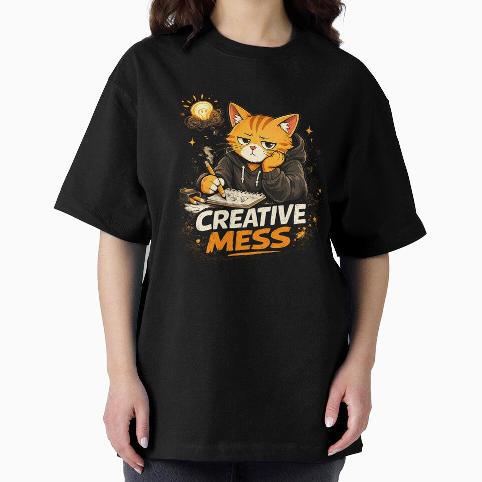 MISO | Creative Mess Funny Artist Cat T-Shirt & Sticker Design by Meow-Attitude