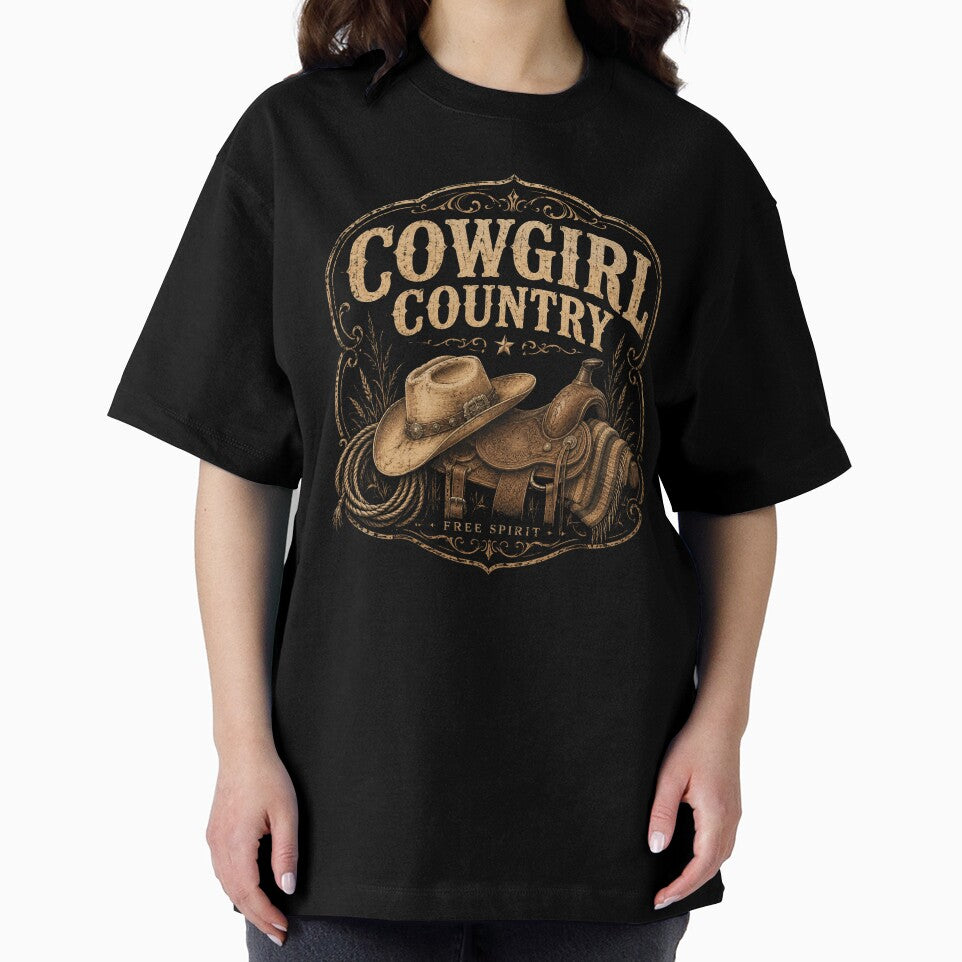 Cowgirl Country Free Spirit Vintage Western Saddle Graphic by Anyshca
