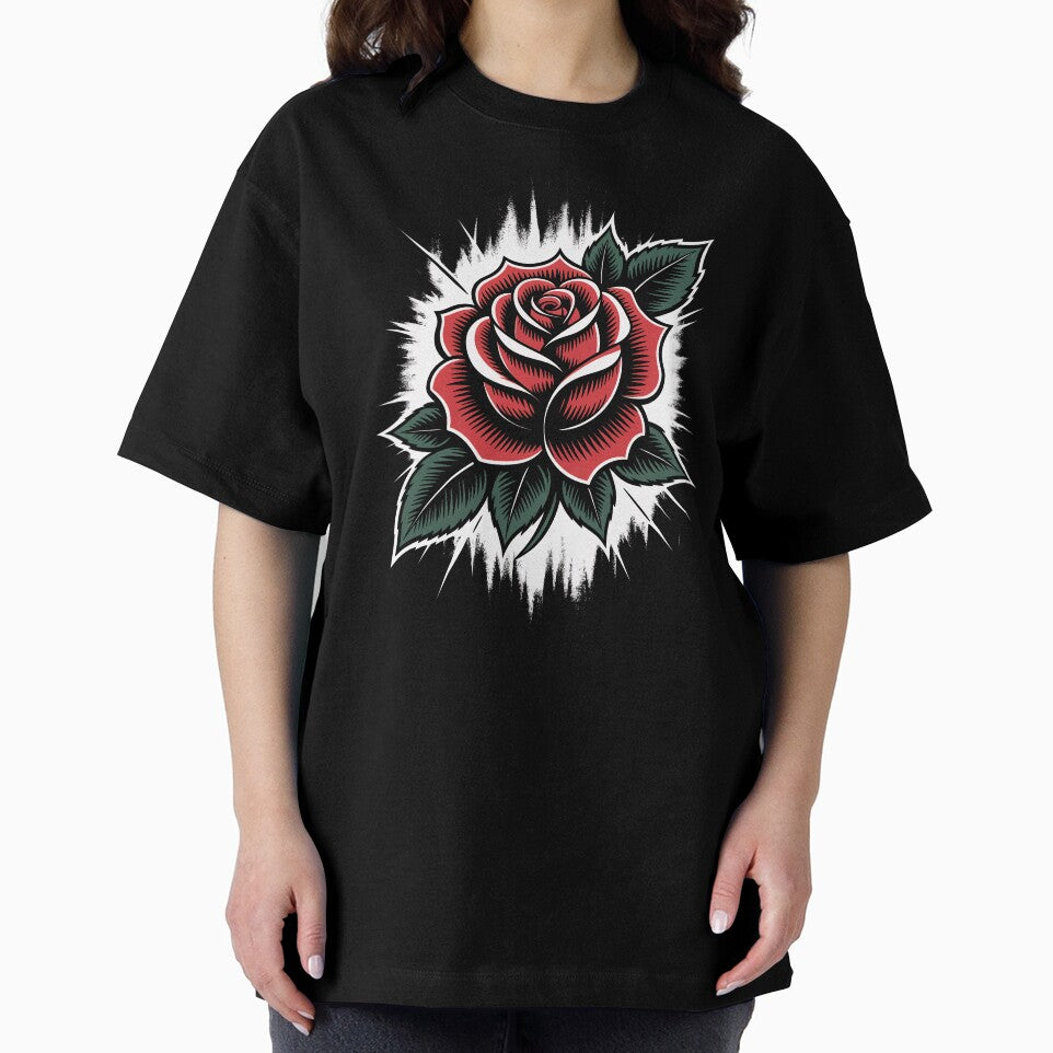 Tattoo Style Rose Head Grunge Background Gothic Dark Floral by Say It With Ink