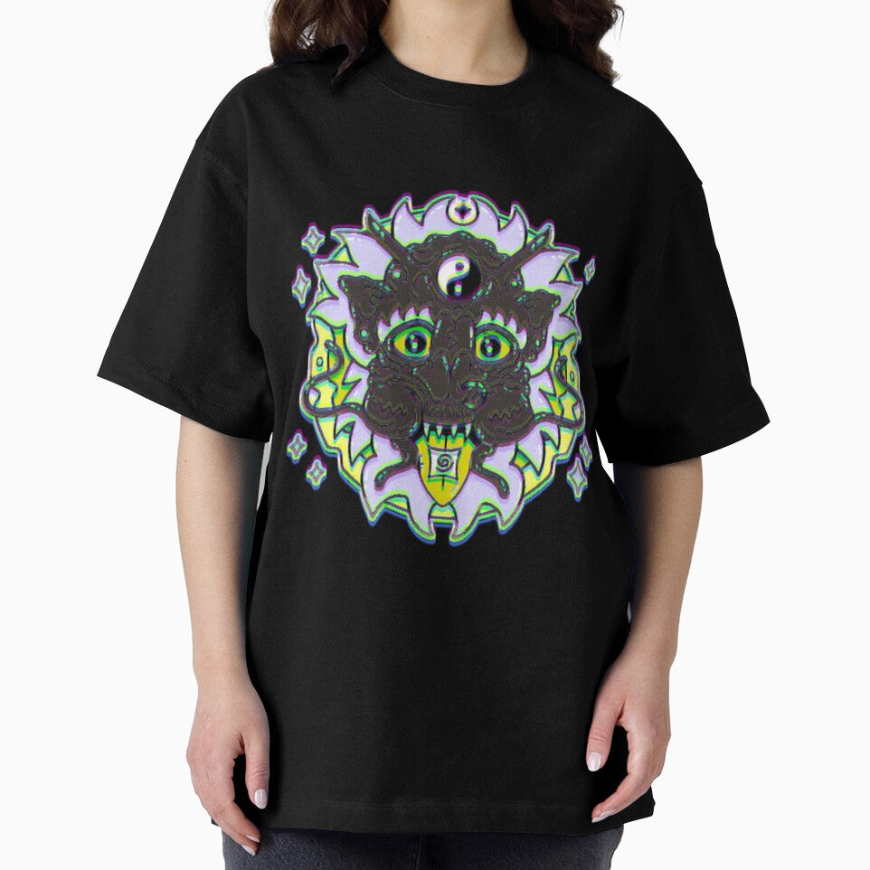 Psychedelic Demon Mask | Yin Yang Trippy Spirit Art by BoneandBloomCo