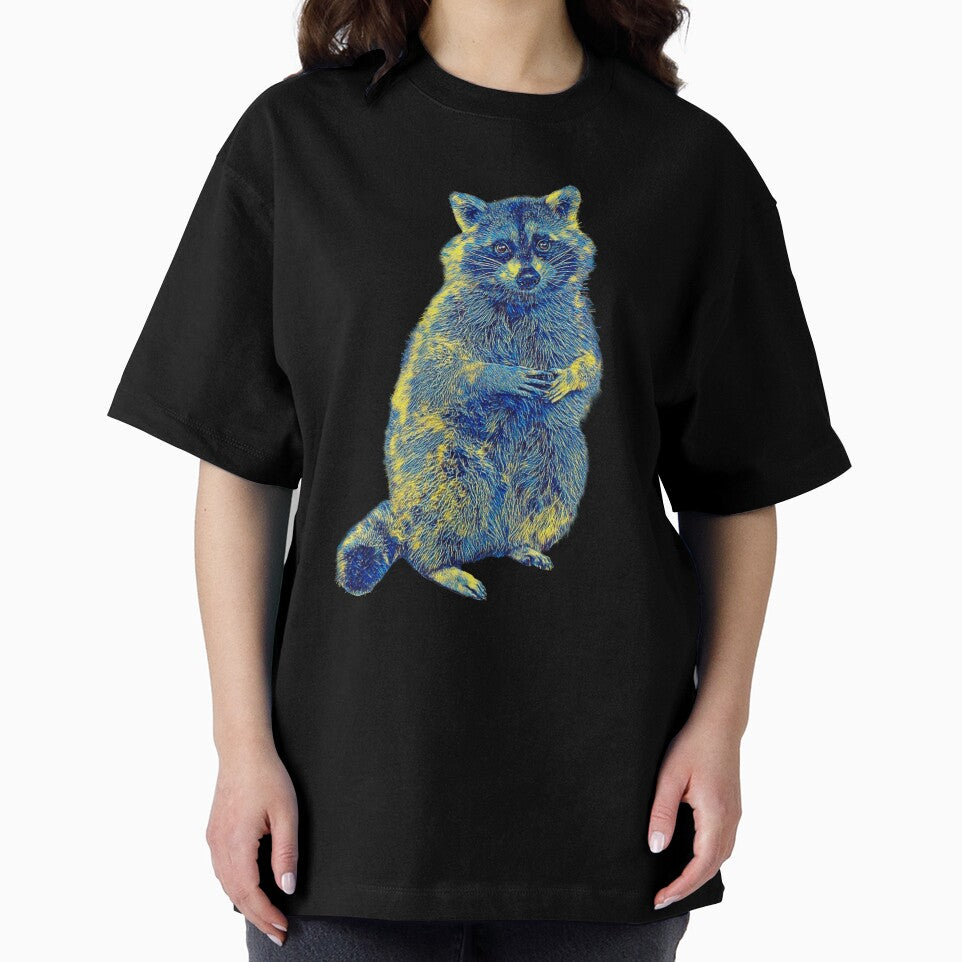 Cute Raccoon  , Colourful Racoon, blue yellow color watercolor  Raccoon by TeeARTHY