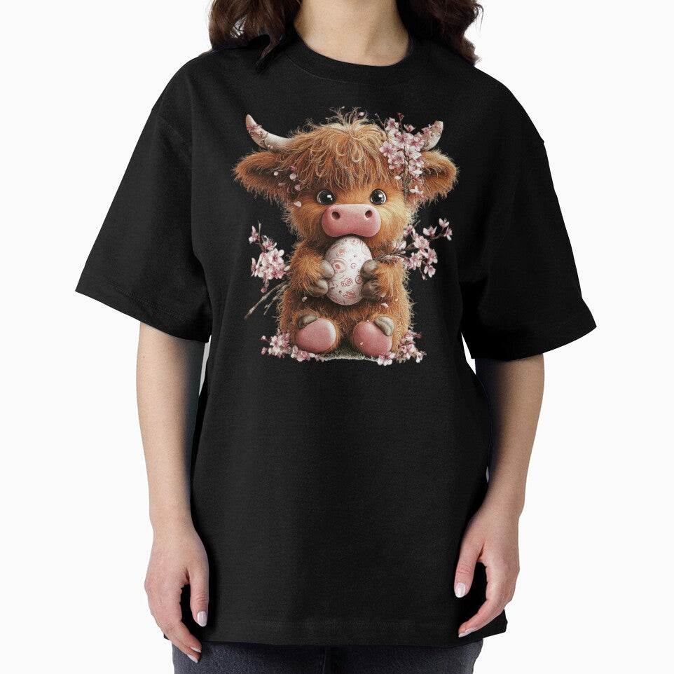 Cute Highland Cow with Egg by perijun