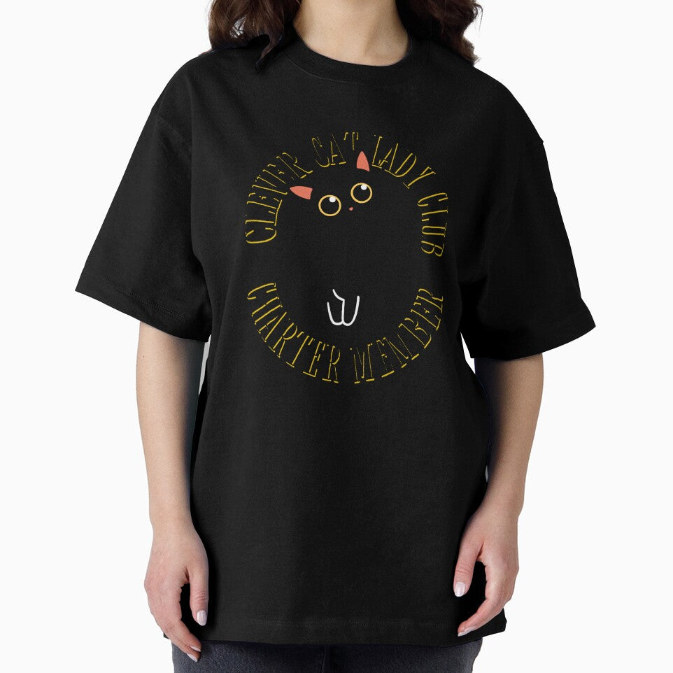 Clever Cat Lady Club Charter Member – Cute Black Cat by DPingBirdie