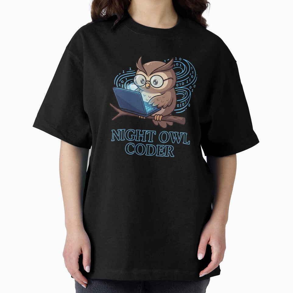 Night Owl Coder Funny Cartoon Graphic for Tech Professional by chattsuede