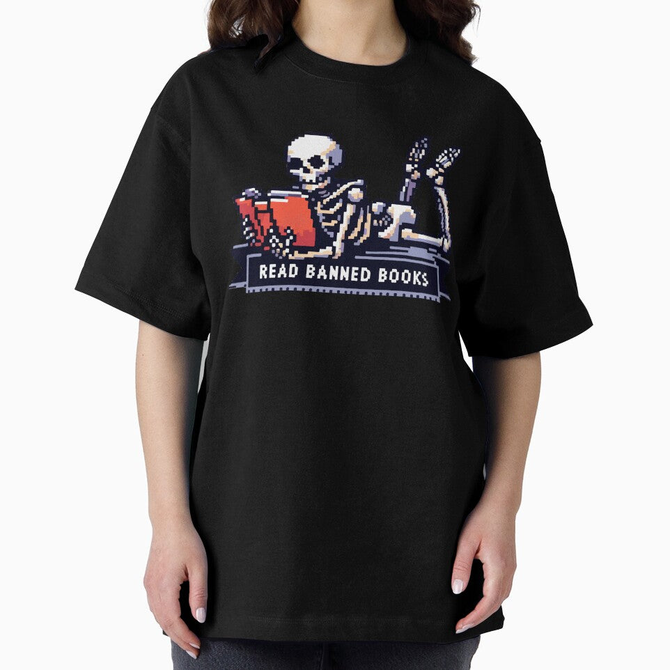 Read Banned Books Skeleton Pixel Art by TomFrontierArt