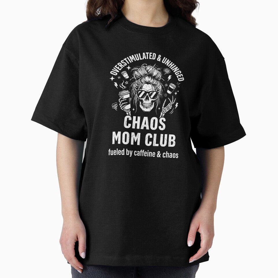 Funny Skeleton Coffee Lover Mom Overstimulated and Unhinged Chaos Mom Club by Winarrts