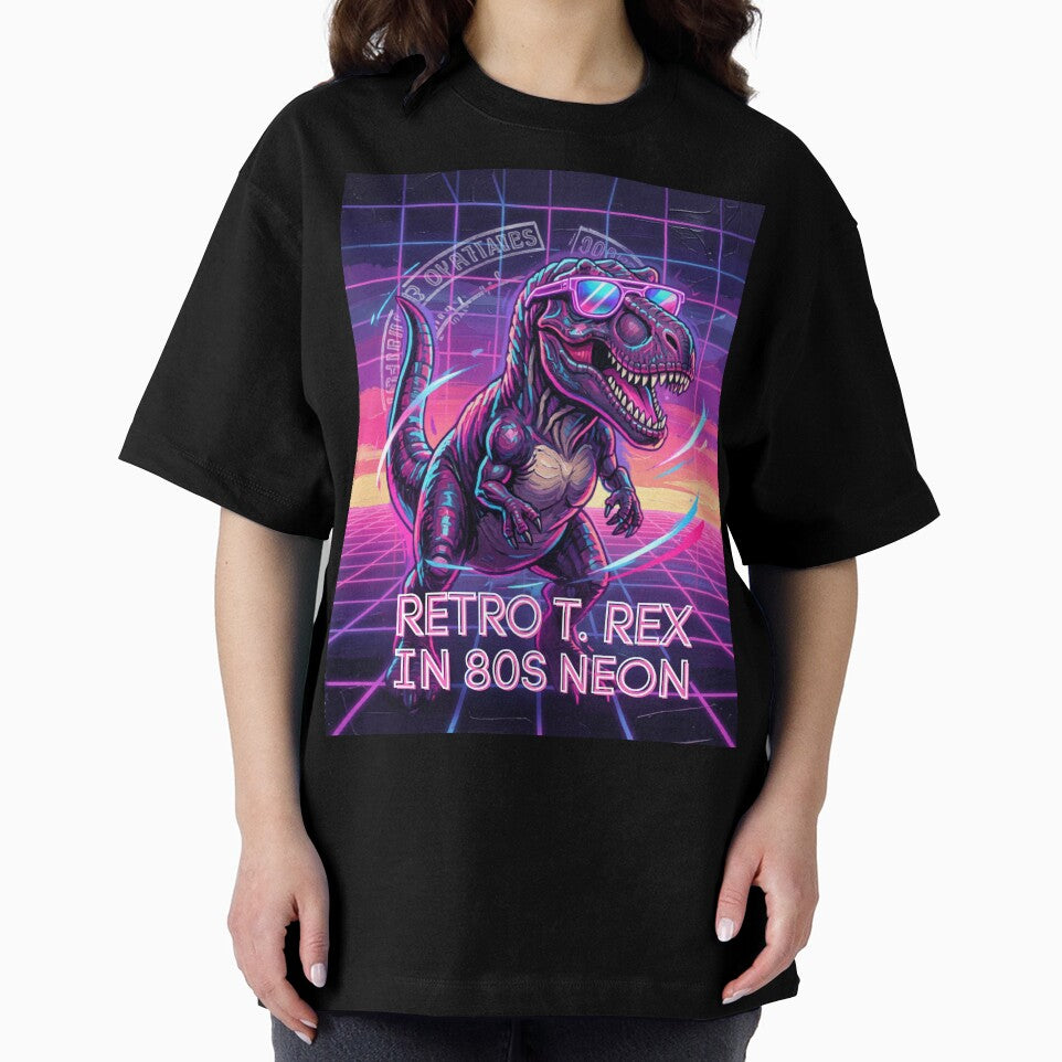 Retro T. Rex in 80s Neon – Synthwave Dinosaur Design by CallisC-Arts