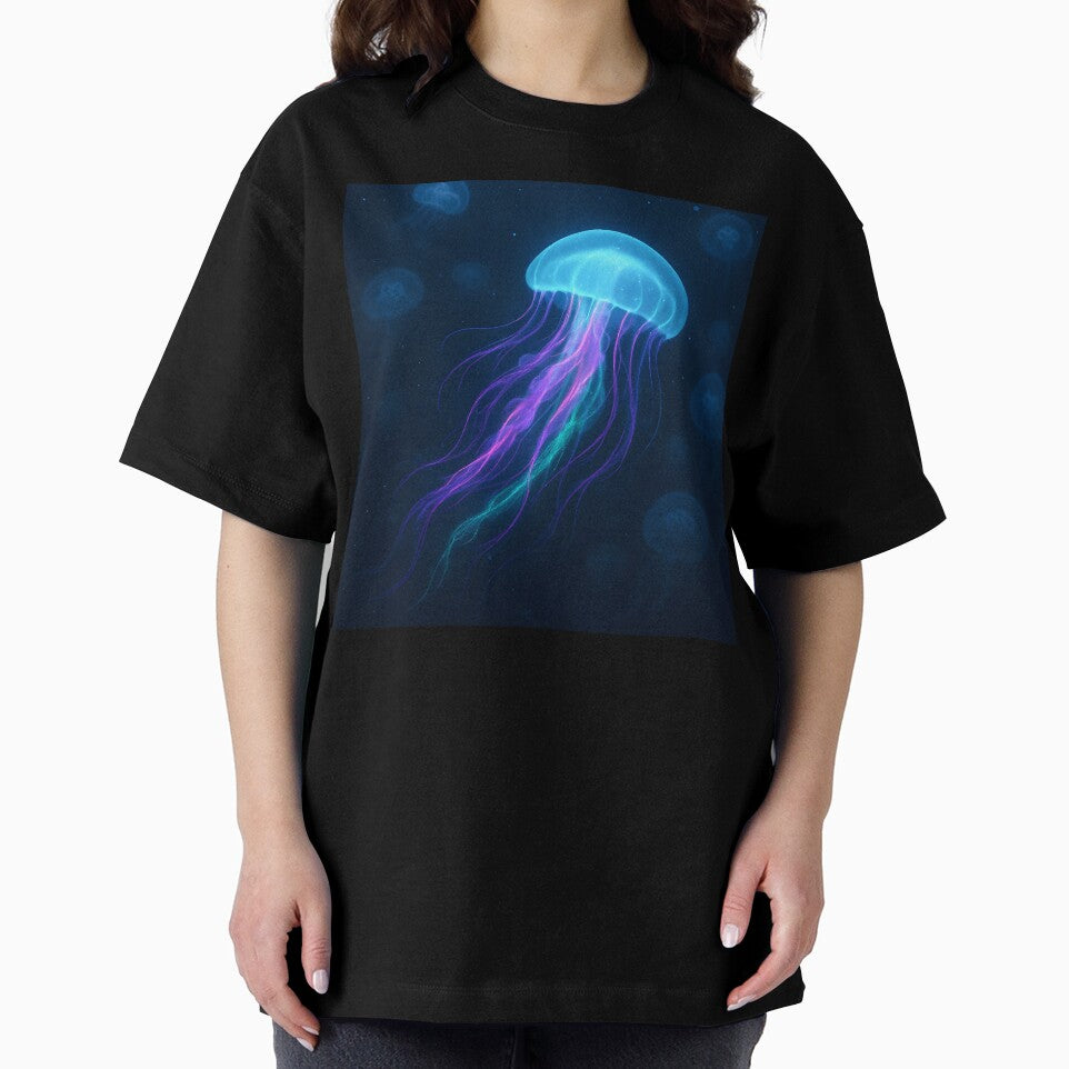 Neon Jellyfish Glow – Vibrant Underwater Art Print for Ocean Lovers by AbstractAuraArt