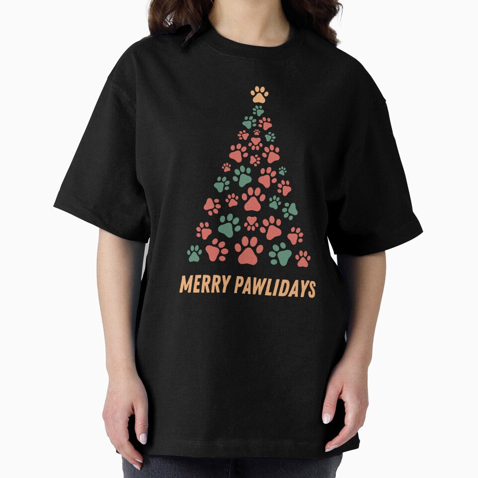 Merry Pawlidays Christmas Tree Dog Paw Print Design by CraftyrCreator