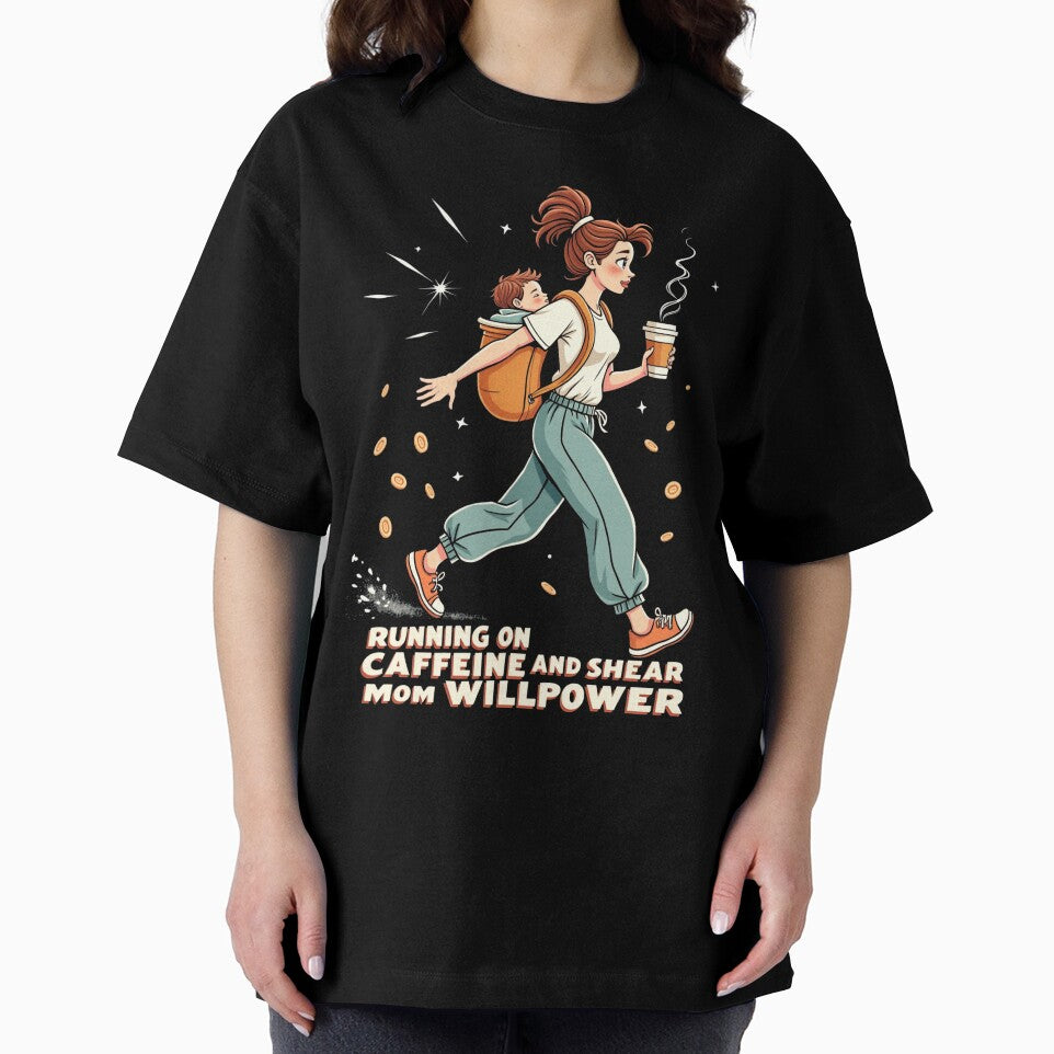 Running on Caffeine Mom Willpower Funny Retro Design by Junkie-Worx