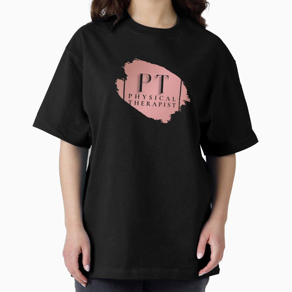 PT Physical Therapist Vers. 2 Unique, Minimalist Square Typography Acronym, Pink Abstract, Modern Preppy Rose Gold by PeriodicLabel