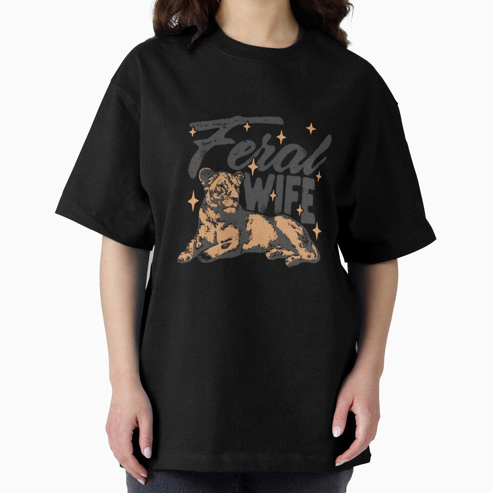 Feral Wife Lioness Illustration — Retro Sarcastic Animal Typography by Colorful-Garden