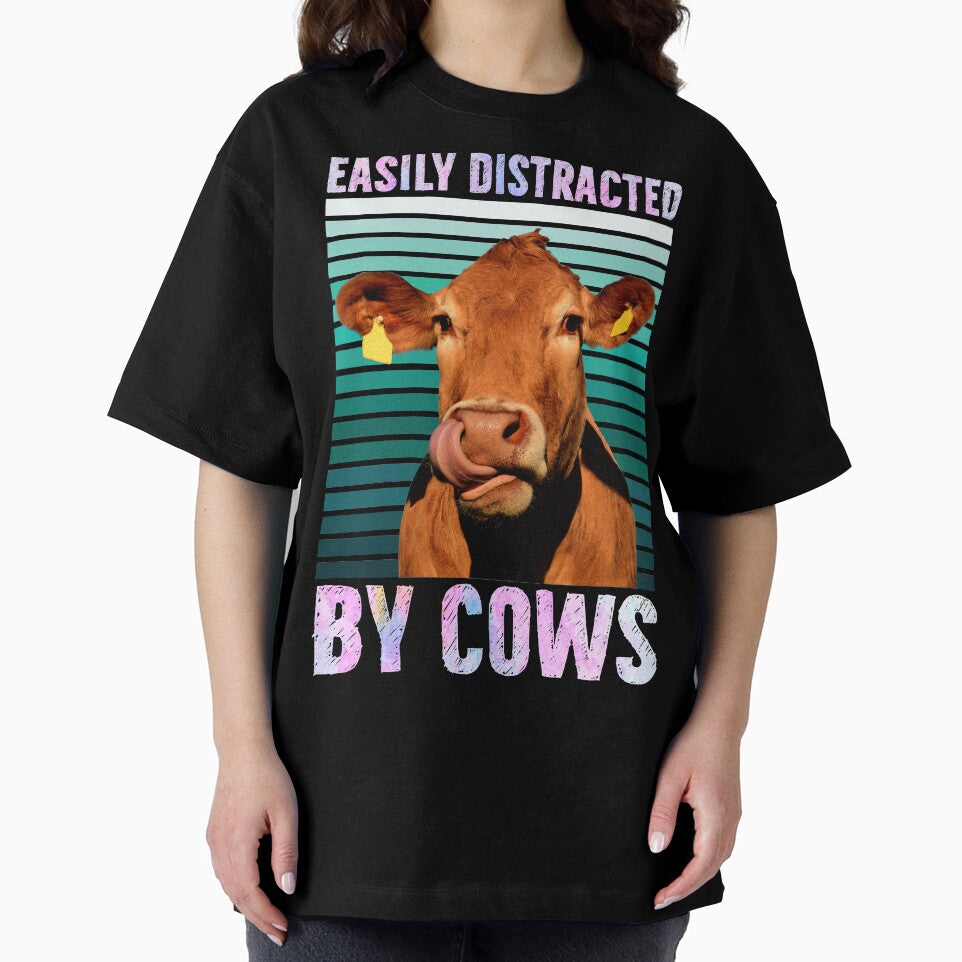 Easily Distracted By Cows Funny Cow Farmer Women Men Farm by reginaturner