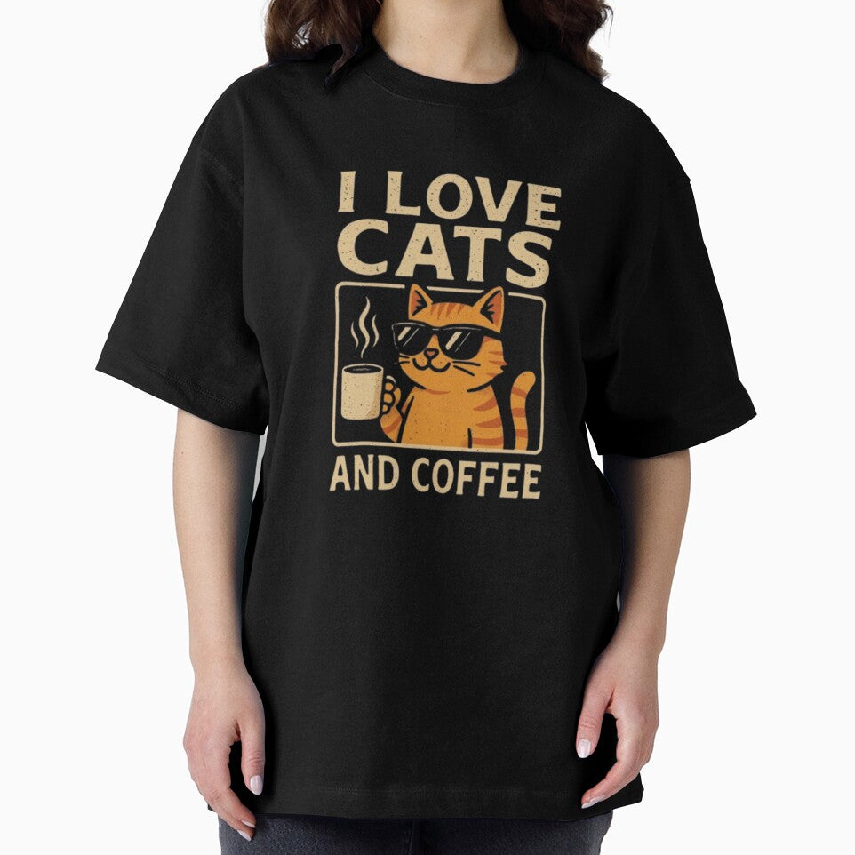 Funny I Love Cats And Coffee Cool Cat With Sunglasses Drinking Morning Coffee Vibes by QuotinTs