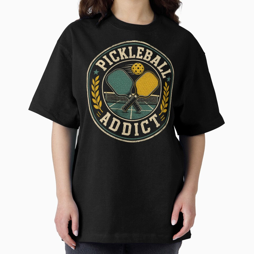 Vintage Pickleball Addict Retro Badge | Pickleball Paddle Sports Design by Bisonia
