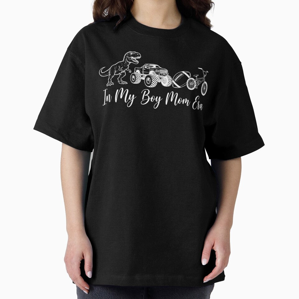 In My Boy Mom Era Funny Football Monster Truck Dino Art by VGAfanatic