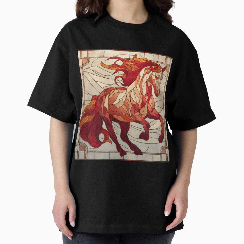 Stained Glass Inspired Lunar 2026 Red Fire Horse by GrinGalore